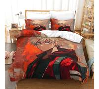 SUFFERBOW 3D, Imprimé Katsuki Bakugo Parure De Lit Microfibre Super Douce Et Respirante Housse De Couette 3 Pièces Et Taie d'oreiller Single(140x200cm)