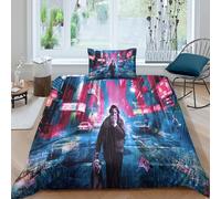 SUFFERBOW Arthur Fleck pour Adultes Et Enfants Housses De Couettes Housse De Couette 3D Imprimé Joker E avec Fermeture À Glissière avec Taies Parure De Lit Microfibr 3 Pièces Single（135x200cm）