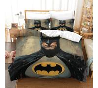 SUFFERBOW Batman 3D Imprimé Super-héros Housse De Couette pour Adultes Et Enfants Housses De Couettes Microfibr E avec Fermeture À Glissière avec Taies Parure De Lit 3 Pièces Double(200x200cm)