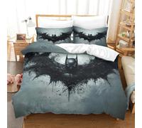 SUFFERBOW Batman 3D Imprimé Super-héros pour Adultes Et Enfants Housses De Couettes Housse De Couette E avec Fermeture À Glissière Microfibr avec Taies Parure De Lit 3 Pièces King(220x240cm)