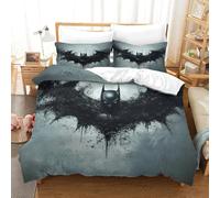 SUFFERBOW Batman Housses De Couettes Housse De Couette pour Adultes Et Enfants 3D Imprimé Super-héros avec Taies Microfibr Parure De Lit E avec Fermeture À Glissière 3 Pièces Double(200x200cm)