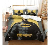 SUFFERBOW Batman pour Adultes Et Enfants 3D Imprimé Super-héros Housses De Couettes Housse De Couette avec Taies Parure De Lit Microfibr E avec Fermeture À Glissière 3 Pièces Single(140x200cm)