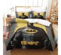 SUFFERBOW Batman pour Adultes Et Enfants 3D Imprimé Super-héros Housses De Couettes Housse De Couette Parure De Lit Microfibr avec Taies E avec Fermeture À Glissière 3 Pièces Super King(260x220cm)