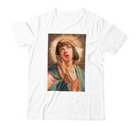 SUFFPXXYU Virgin Mary Uma Thurman Unisex Tshirt Pulp Fiction Mia Wallace Film TarantinoWhiteL