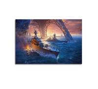 SUFOGBVG World of Warships Game Poster décoratif sur toile pour chambre à coucher 20 x 30 cm