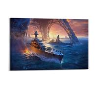 SUFOGBVG World of Warships Game Poster décoratif sur toile pour chambre à coucher 40 x 60 cm