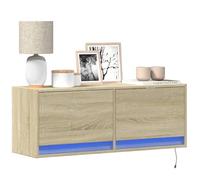 Sufrk 852364 Armoire TV murale avec éclairage LED - Buffet TV - Meuble TV - Chêne Sonoma - 100 x 31 x 35 cm