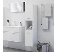 Sufrk Armoire de Salle de Bain Blanc 30x30x130 cm Aggloméré,Meuble Vasque Salle De Bain,Meuble Salle De Bain Vasque