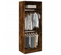 Sufrk Armoire en chêne fumée, 80 x 50 x 200 cm, en bois, multicouche, armoire auxiliaire, armoire à chaussures, armoire porte-balais