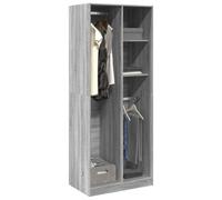 Sufrk Armoire Gris Sonoma 80 x 50 x 200 cm en bois multicouche, armoire auxiliaire, armoire à chaussures, armoire porte-balais