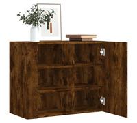 Sufrk Armoire murale en chêne fumée 75 x 35 x 60 cm en aggloméré, armoire suspendue en bois, armoire murale spacieuse et résistante