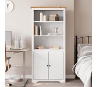 Sufrk Bibliothèque BODO 82 x 40 x 173 cm Bois massif pin blanc et marron, étagère, bibliothèque, séparateur de chambre, organisateur autoportant à cubes, style moderne, pour salon, chambre à coucher
