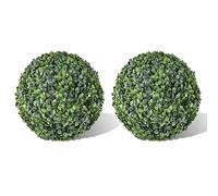 Sufrk Boules de Buis 2 pcs Topiaire avec feuilles 35 cm,Plantes de Dôme d'Herbe Artificielle Boule Vert en plastique Décoration en bui,Boxwood Feuille Faux réaliste