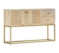 Sufrk Buffet Doré 120 x 30 x 75 cm Bois de manguier Massif Buffet De Cuisine Moderne,Buffet Salon,Meuble Chambre