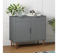 Sufrk Buffet MOLDE Gris 90x40x80 cm Bois Massif de pin,Buffet De Cuisine Moderne,Buffet Salon,Meuble Chambre
