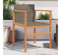 Sufrk Chaises de jardin 2 pièces grises en polyrotin et bois massif|Chaise empilable pour bar, restaurant maison jardin