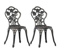 Sufrk Chaises de jardin bistrot 2 unités Aluminium Fondu Couleur Bronze Fauteuils bon marché Garden Furniture