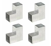 Sufrk Connecteurs poteaux en forme de L 4 pièces en métal galvanisé 101 x 101 mm, angle pour poteau pour bois, argent support pour poteaux, pour tonnelles et porches, à visser, pour fixations sur