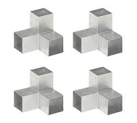 Sufrk Connecteurs pour poteaux en forme de Y 4 pièces en métal galvanisé 91 x 91 mm, angle pour poteau pour bois, argent support pour poteaux, pour tonnelles et porches, à visser, pour fixations sur