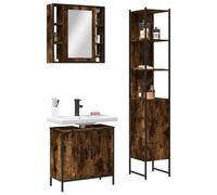 Sufrk Ensemble de 3 armoires de salle de bain en chêne fumé, meuble de rangement de salle de bain, meuble de salle de bain autonome pour salon, salle à manger, cuisine, style moderne