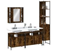 Sufrk Ensemble de 4 armoires de salle de bain en chêne fumé, meuble de rangement de salle de bain, meuble de salle de bain autonome pour salon, salle à manger, cuisine, style moderne