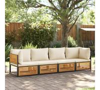 Sufrk Ensemble de canapés de jardin 4 pièces avec coussins en bois massif d'acacia, canapé palette modulaire de jardin avec places en bois de pin imprégné avec coussins, canapé modulaire de jardin