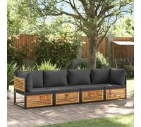 Sufrk Ensemble de canapés de jardin 4 pièces avec coussins en bois massif d'acacia, canapé palette modulaire de jardin avec places en bois de pin imprégné avec coussins, canapé modulaire de jardin