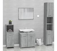 Sufrk Ensemble de meubles de salle de bain gris en bois d'ingénierie Sonoma, meubles de salle de bain autoportants sous l'évier, armoire à pharmacie murale avec miroir moderne