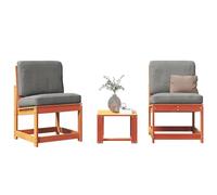Sufrk Ensemble salon de jardin 3 pièces marron cire bois massif pin | canapé de palette polie et rabotée, pour intérieur et extérieur, fauteuil ou canapé pour patio