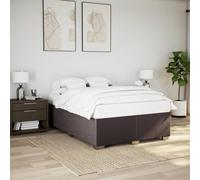 Sufrk Lit sans matelas marron foncé 140 x 190 cm, tissu de lit rembourré, lit moderne, simili cuir, avec sommier à lattes en bois