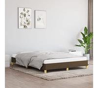Sufrk Lit sans matelas marron foncé 140 x 200 cm, tissu de lit rembourré, lit moderne, simili cuir, avec sommier à lattes en bois