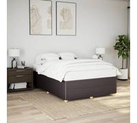 Sufrk Lit sans matelas marron foncé 140 x 200 cm, tissu de lit rembourré, lit moderne, simili cuir, avec sommier à lattes en bois