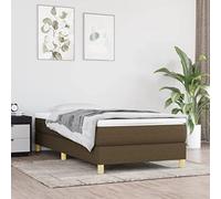 Sufrk Lit sans matelas marron foncé 80 x 200 cm, tissu de lit rembourré, lit moderne, simili cuir, avec sommier à lattes en bois