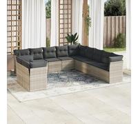 Sufrk Lot de 11 canapés de jardin avec coussins en polyrotin gris, canapé de palette polie et rabotée, pour intérieur et extérieur, fauteuil/canapé pour patio