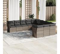 Sufrk Lot de 11 canapés de jardin avec coussins en polyrotin gris, canapé de palette polie et rabotée, pour intérieur et extérieur, fauteuil/canapé pour patio