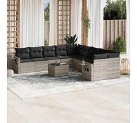 Sufrk Lot de 11 canapés de jardin avec coussins en polyrotin gris, canapé de palette polie et rabotée, pour intérieur et extérieur, fauteuil/canapé pour patio