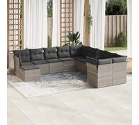 Sufrk Lot de 11 canapés de jardin avec coussins en polyrotin gris, canapé de palette polie et rabotée, pour intérieur et extérieur, fauteuil/canapé pour patio