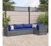 Sufrk Lot de 5 canapés de jardin avec coussins en polyrotin gris, canapé de palette polie et rabotée, pour intérieur et extérieur, fauteuil/canapé pour patio