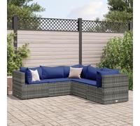 Sufrk Lot de 5 canapés de jardin avec coussins en polyrotin gris, canapé de palette polie et rabotée, pour intérieur et extérieur, fauteuil/canapé pour patio