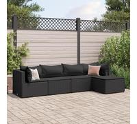 Sufrk Lot de 5 canapés de jardin avec coussins noirs en polyrotin, canapé de palette polie et rabotée, pour intérieur et extérieur, fauteuil/canapé pour patio