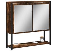 Sufrk Meuble de salle de bain miroir chêne fumé 60 x 16 x 60 cm en bois multicouche, armoire de salle de bain suspendue murale armoire de cuisine, chambre à coucher, machine à laver