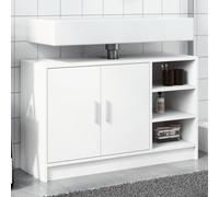 Sufrk Meuble lavabo blanc 90 x 29 x 55 cm en aggloméré, meuble de salle de bain, meuble au sol, armoire