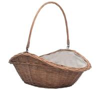 Sufrk Panier en bois de chauffage avec poignée 60 x 44 x 55 cm naturel en saule, panier en osier à bois, panier tressé complet, panier de pique-nique de rangement, panier cadeau pour fête, collection