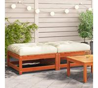 Sufrk Repose-pieds de jardin avec coussins 2 pièces marron cire massive, canapé de palette polie et rabotée, pour intérieur et extérieur, fauteuil ou canapé pour patio