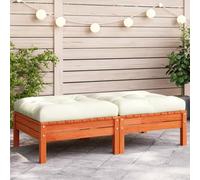 Sufrk Repose-pieds de jardin avec coussins 2 pièces marron cire massive, canapé de palette polie et rabotée, pour intérieur et extérieur, fauteuil ou canapé pour patio