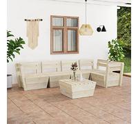 Sufrk Salon de Jardin Palette 6 pcs Bois d'épicéa imprégné,Salon Terrasse,Petit Salon De Jardin Exterieur,Hesperide Salon Jardin
