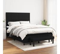 Sufrk Sommier à ressorts avec matelas noir 140 x 190 cm en tissu - châssis du lit à plate-forme rembourré, base pour matelas, support pour lattes en bois, facile à monter