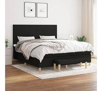 Sufrk Sommier à ressorts avec matelas noir 160 x 200 cm en tissu - châssis du lit à plate-forme rembourré, base pour matelas, support pour lattes en bois, facile à monter