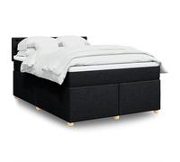 Sufrk Sommier à ressorts avec matelas noir 160 x 200 cm en tissu - châssis du lit à plate-forme rembourré, base pour matelas, support pour lattes en bois, facile à monter