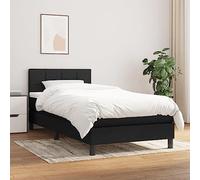 Sufrk Sommier à ressorts avec matelas noir 80 x 200 cm en tissu - cadre de lit à plate-forme rembourré, base pour matelas, support pour lattes en bois, facile à monter